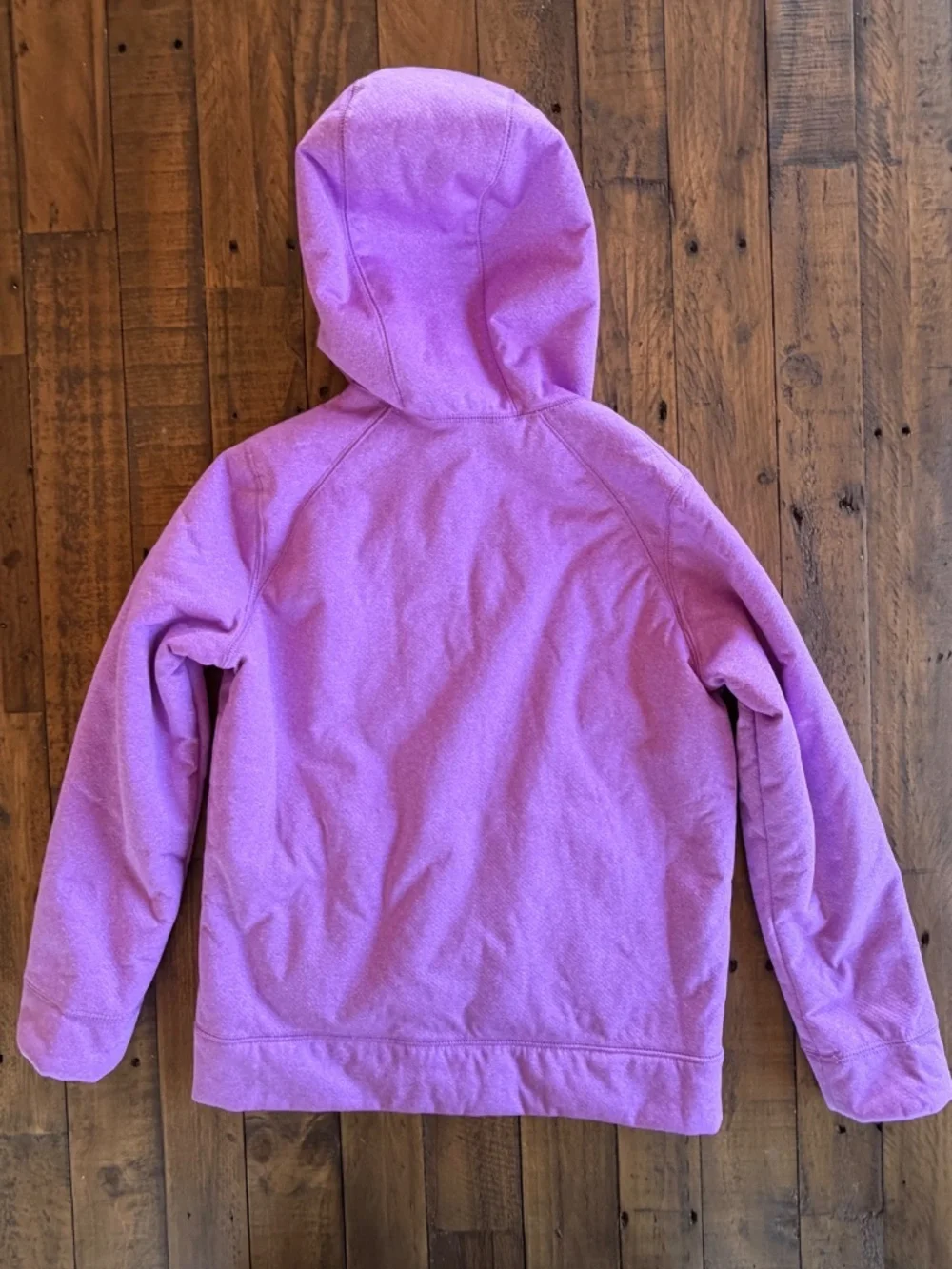 Lands’ End Girls Lavender Sherpa Lined Fleece Zip Up Hoodie Jacket Size L 10-12